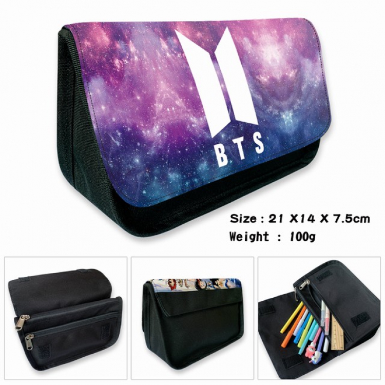 BTS-9B Anime double layer multifunctional canvas pencil bag wallet 21X14X7.5CM 100G