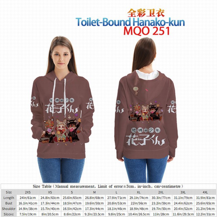 Toilet-Bound Hanako-kun Full Color Patch pocket Sweatshirt Hoodie EUR SIZE 9 sizes from XXS to XXXXL MQO251