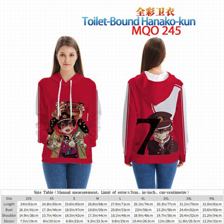 Toilet-Bound Hanako-kun Full Color Patch pocket Sweatshirt Hoodie EUR SIZE 9 sizes from XXS to XXXXL MQO245