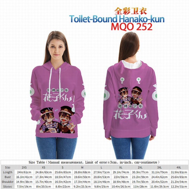 Toilet-Bound Hanako-kun Full Color Patch pocket Sweatshirt Hoodie EUR SIZE 9 sizes from XXS to XXXXL MQO252