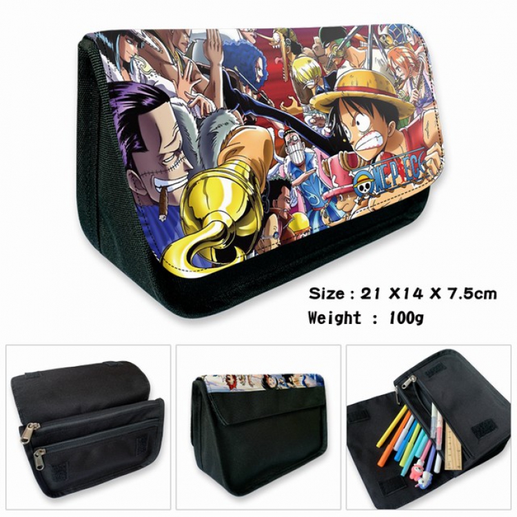 One Piece-1B Anime double layer multifunctional canvas pencil bag wallet 21X14X7.5CM 100G
