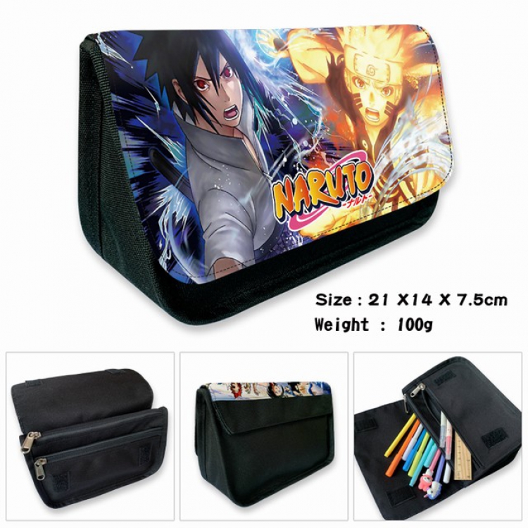 Naruto-1B Anime double layer multifunctional canvas pencil bag wallet 21X14X7.5CM 100G