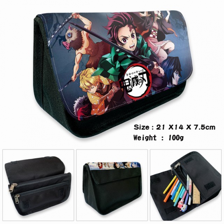 Demon Slayer Kimets-1B Anime double layer multifunctional canvas pencil bag wallet 21X14X7.5CM 100G