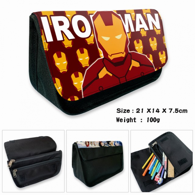 Iron Man-2B Anime double layer multifunctional canvas pencil bag wallet 21X14X7.5CM 100G