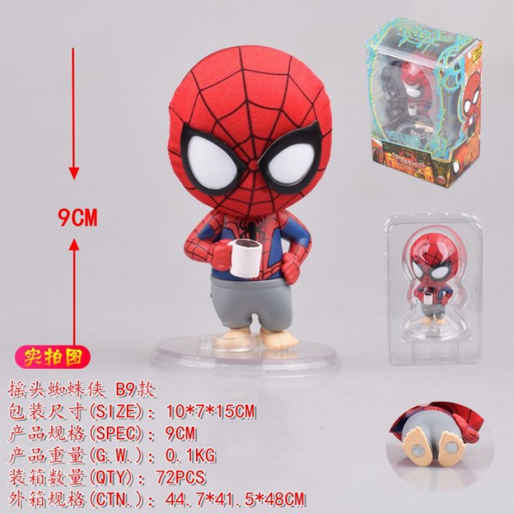 Spiderman-B9 Boxed Figure Decoration Model 9CM 0.1KG a box of 72