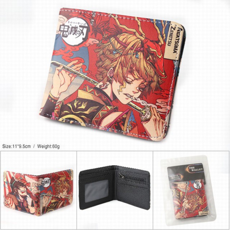 Demon Slayer Kimets Full color silk screen two fold short card bag wallet purse