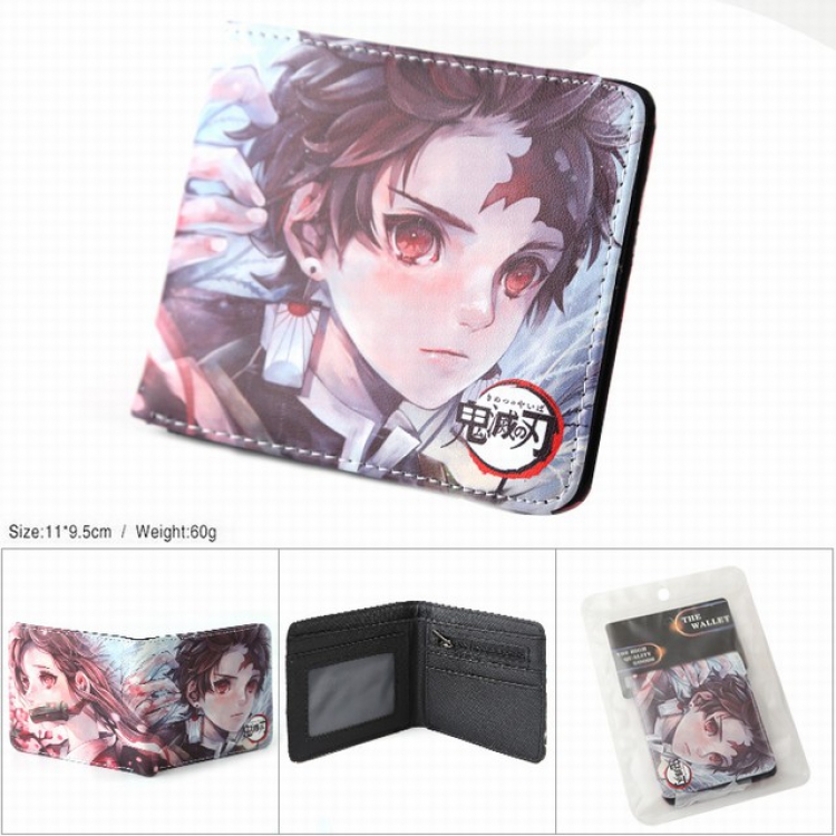 Demon Slayer Kimets Full color silk screen two fold short card bag wallet purse