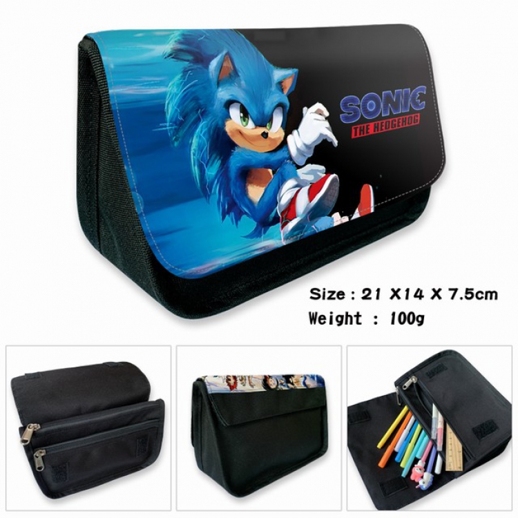  Sonic the Hedgehog-2B Anime double layer multifunctional canvas pencil bag wallet 21X14X7.5CM 100G