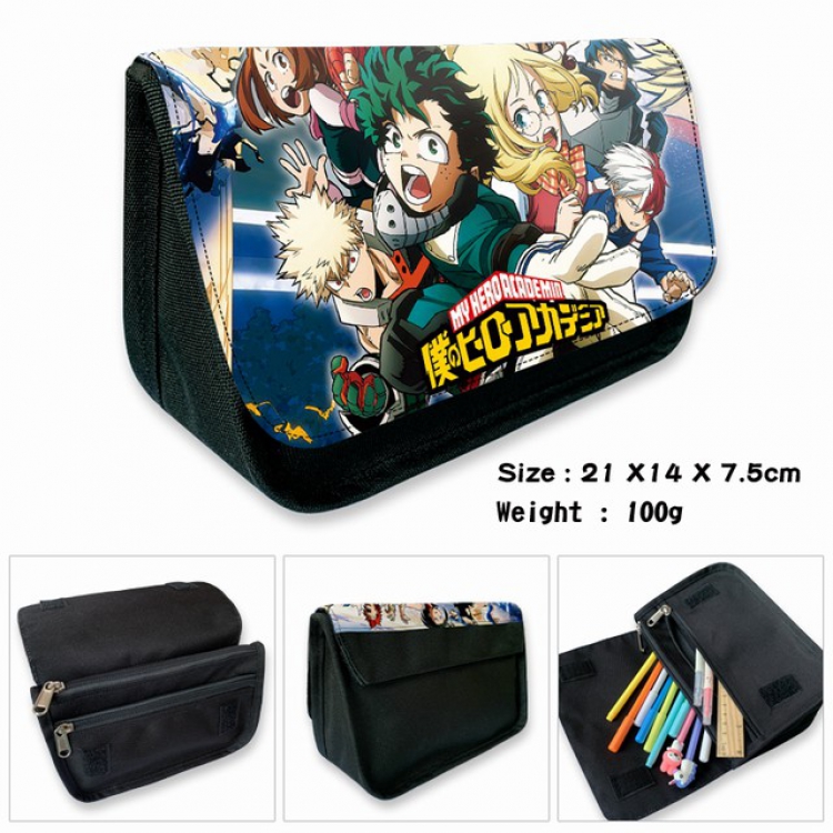 My Hero Academia-2B Anime double layer multifunctional canvas pencil bag wallet 21X14X7.5CM 100G