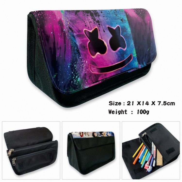  Marshmello-1B Anime double layer multifunctional canvas pencil bag wallet 21X14X7.5CM 100G