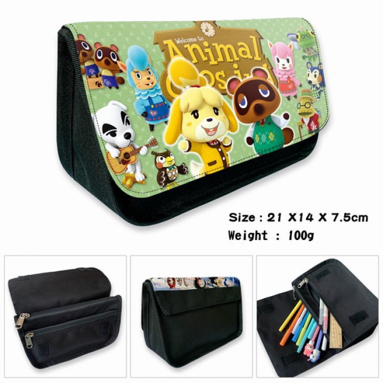  Animal Crossing-2B Anime double layer multifunctional canvas pencil bag wallet 21X14X7.5CM 100G