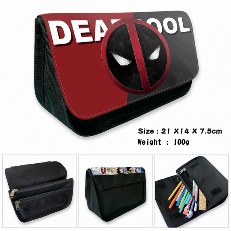 Deadpool-1B Anime double layer multifunctional canvas pencil bag wallet 21X14X7.5CM 100G