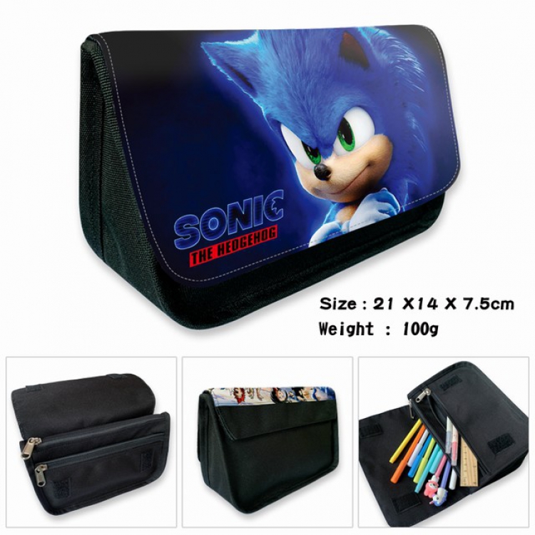 Sonic the Hedgehog-3B Anime double layer multifunctional canvas pencil bag wallet 21X14X7.5CM 100G  
