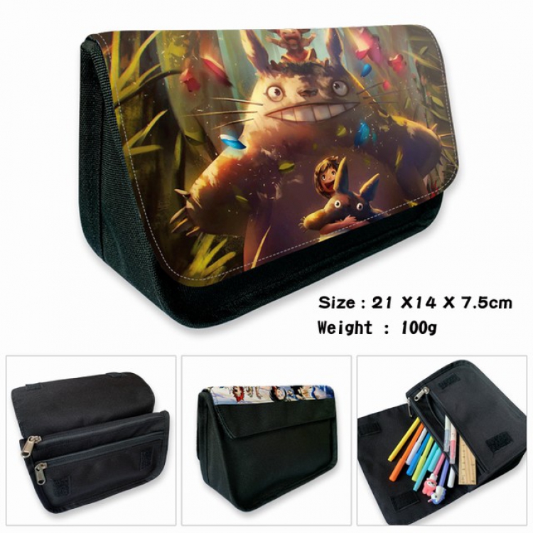 Totoro-3B Anime double layer multifunctional canvas pencil bag wallet 21X14X7.5CM 100G