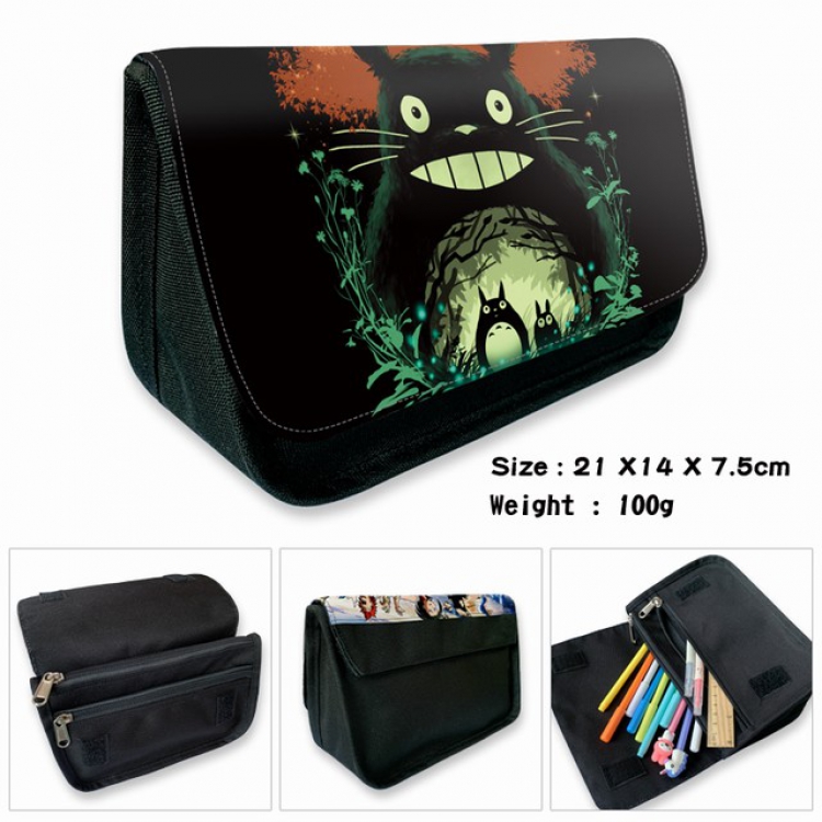 Totoro-1B Anime double layer multifunctional canvas pencil bag wallet 21X14X7.5CM 100G