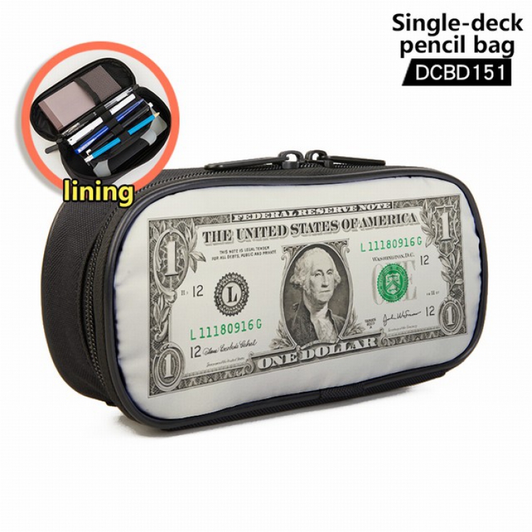 United States Dollar Personality single layer waterproof pen case 25X7X12CM -DCBD151
