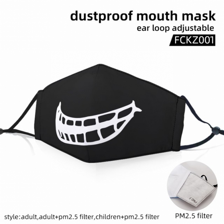 Emoji color dust masks opening plus filter PM2.5(Style can choose adult or children)a set price for 5 pcs FCKZ001