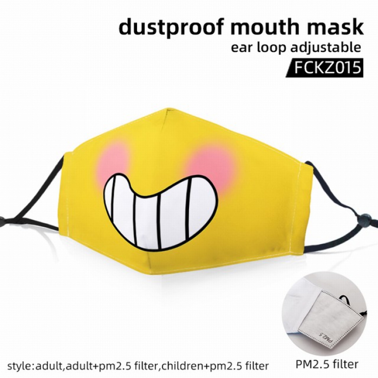 Emoji color dust masks opening plus filter PM2.5(Style can choose adult or children)a set price for 5 pcs FCKZ015