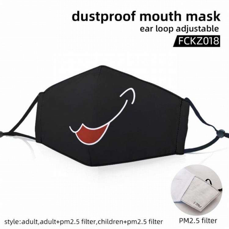 Emoji color dust masks opening plus filter PM2.5(Style can choose adult or children)a set price for 5 pcs FCKZ018