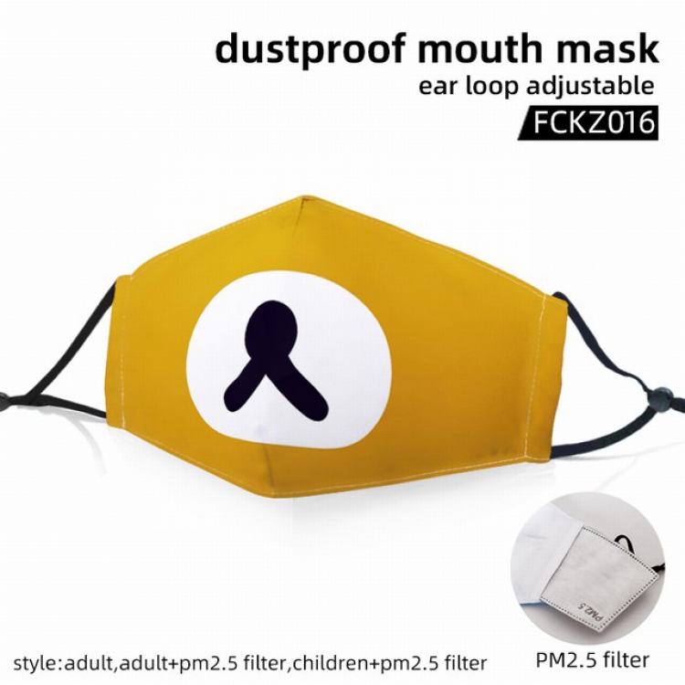 Rilakkuma Emoji color dust masks opening plus filter PM2.5(Style can choose adult or children)a set price for 5 pcs FCKZ