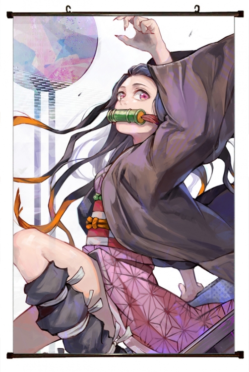 Demon Slayer Kimets Plastic pole cloth painting Wall Scroll 60X90CM  G4-265