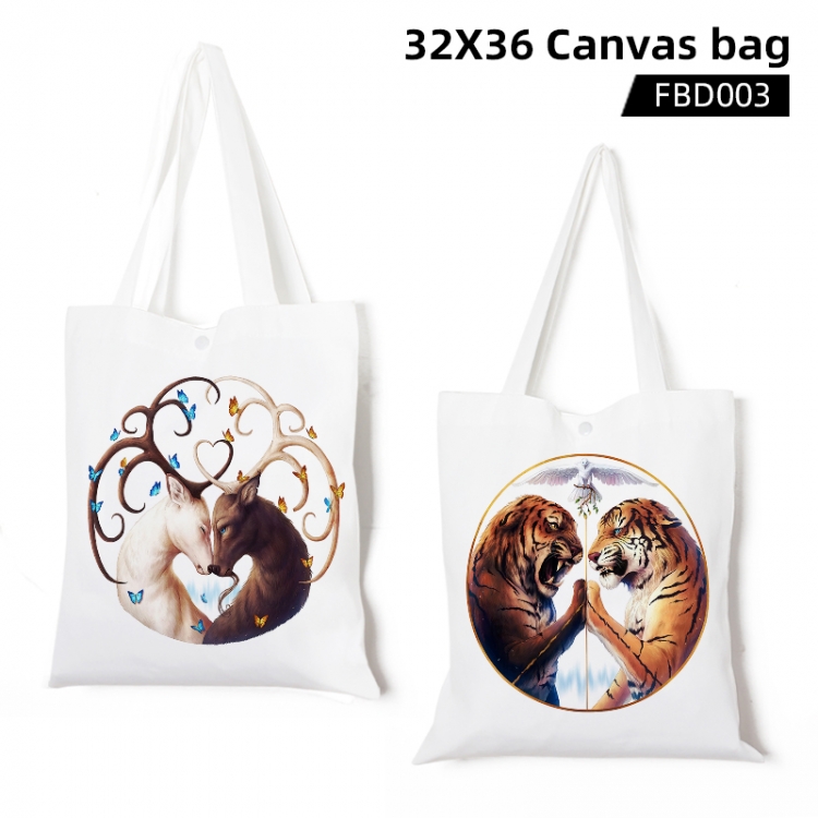 Deer and tiger animals Canvas bag 32X36CM FBD003