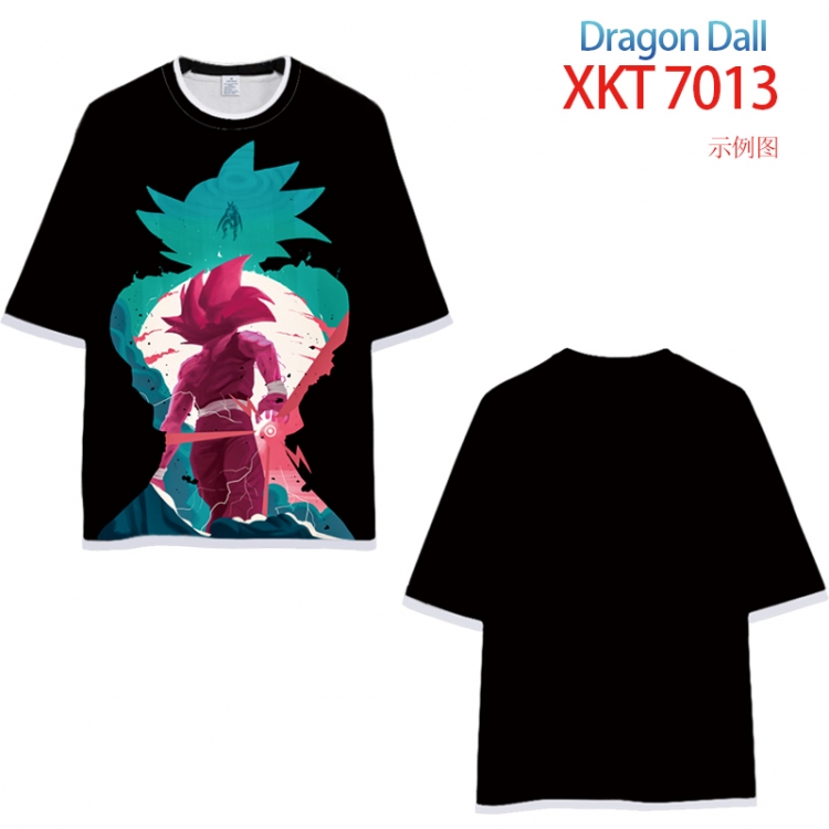 DRAGON Ball Loose short-sleeved T-shirt with black (white) edge 9 sizes from S to 6XL XKT7013