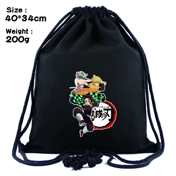Demon Slayer Kimets Anime Drawstring Bags Bundle Backpack  40x34cm  style 2