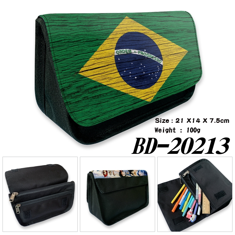 Flag printing double layer  canvas pencil bag wallet 21X14X7.5CM 100G