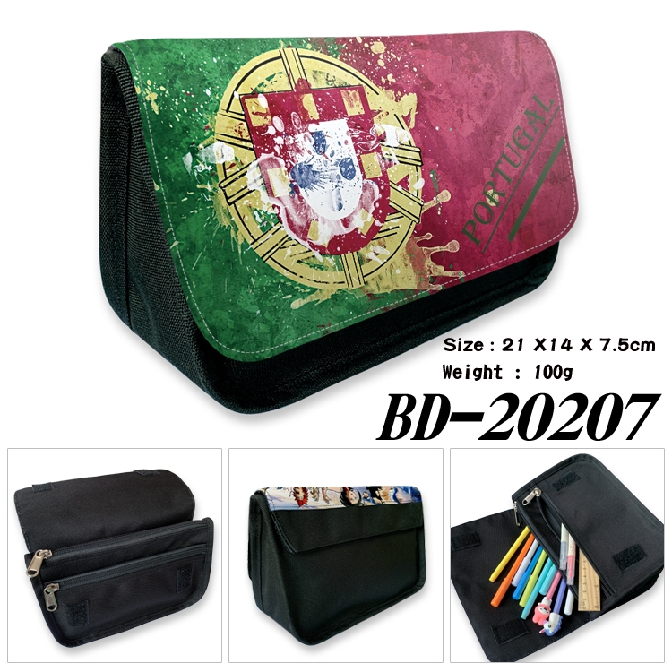 Flag printing double layer  canvas pencil bag wallet 21X14X7.5CM 100G