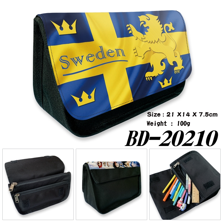 Flag printing double layer  canvas pencil bag wallet 21X14X7.5CM 100G