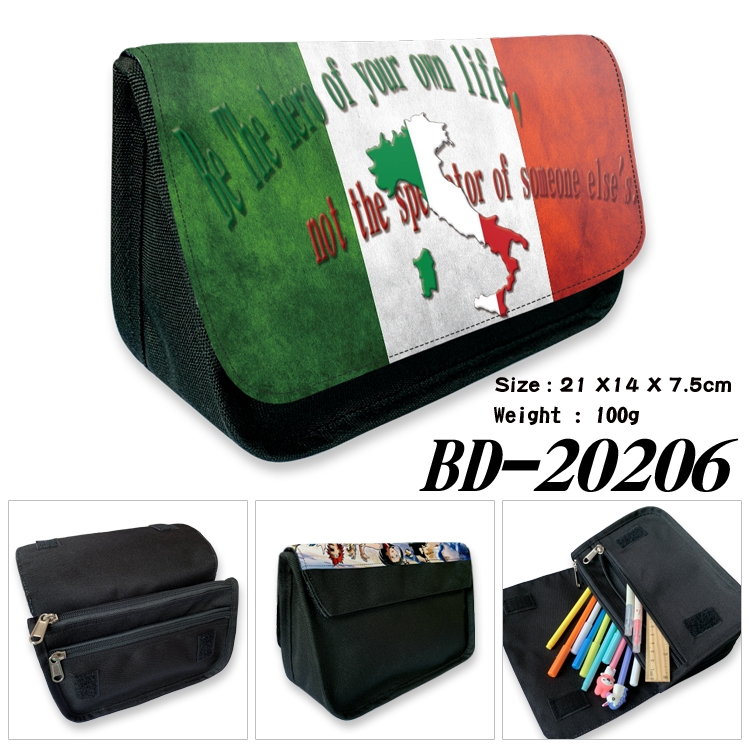 Flag printing double layer  canvas pencil bag wallet 21X14X7.5CM 100G