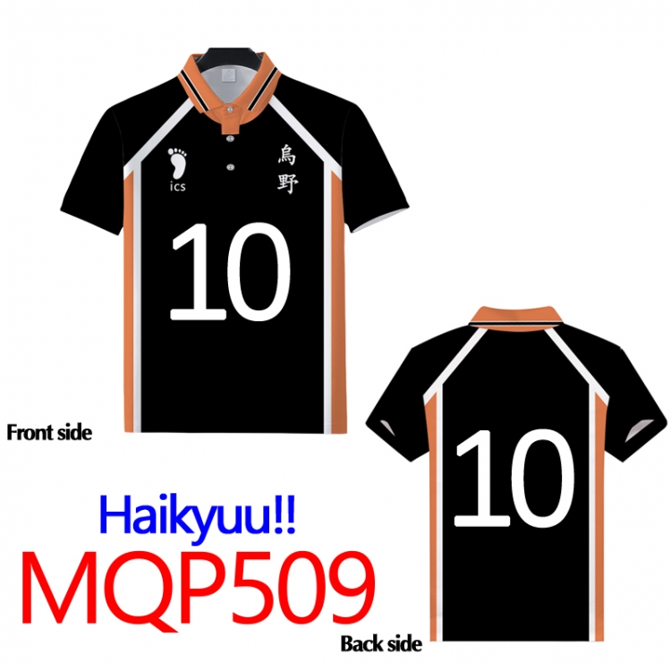 Haikyuu!!Full color POLO lapel short sleeve t-shirt M L XL XXL XXXL Number 10  MQP509