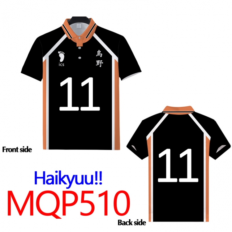 Haikyuu!!Full color POLO lapel short sleeve t-shirt M L XL XXL XXXL Number 11  MQP510