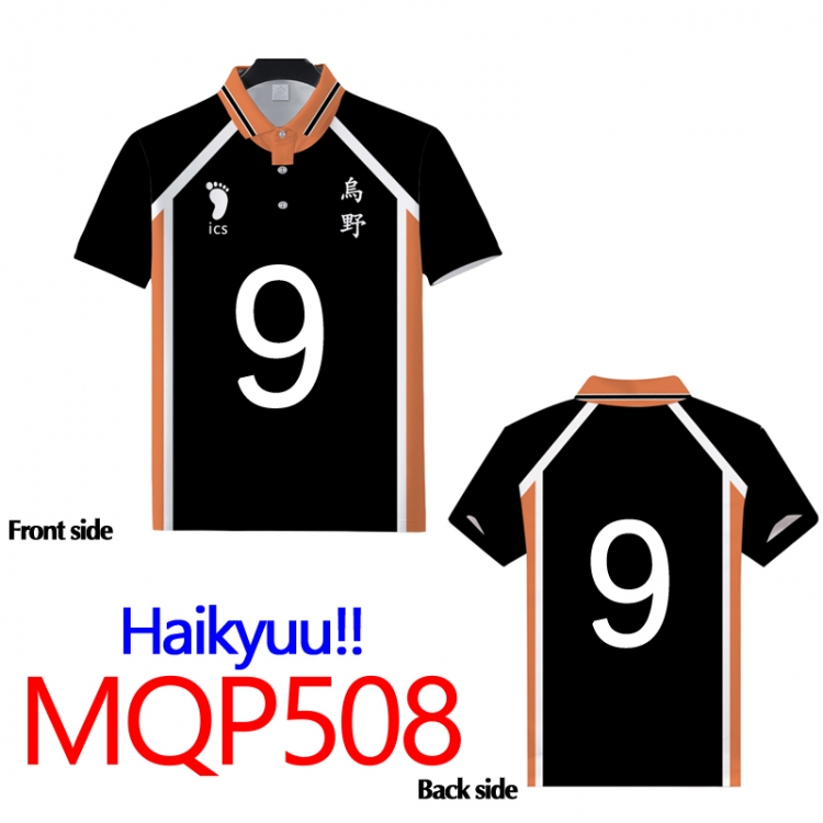 Haikyuu!!Full color POLO lapel short sleeve t-shirt M L XL XXL XXXL Number 9 MQP508