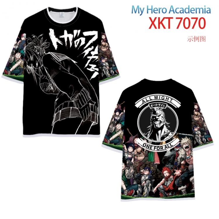 My Hero Academia Loose short-sleeved T-shirt with black (white) edge 9 sizes from S to 6XL XKT7070