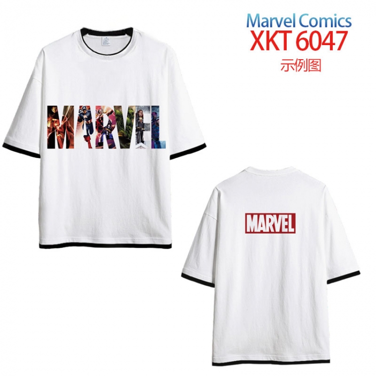 Marvel Comics Loose short-sleeved T-shirt with black (white) edge 9 sizes from S to 6XL XKT6047