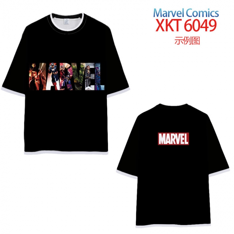Marvel Comics Loose short-sleeved T-shirt with black (white) edge 9 sizes from S to 6XL XKT6049
