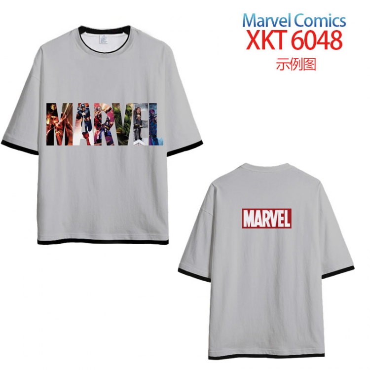 Marvel Comics Loose short-sleeved T-shirt with black (white) edge 9 sizes from S to 6XL XKT6048