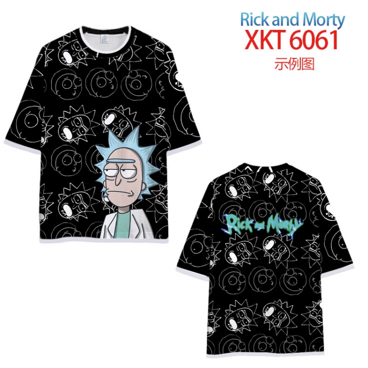Rick and Morty Loose short-sleeved T-shirt with black (white) edge 9 sizes from S to 6XL XKT6061