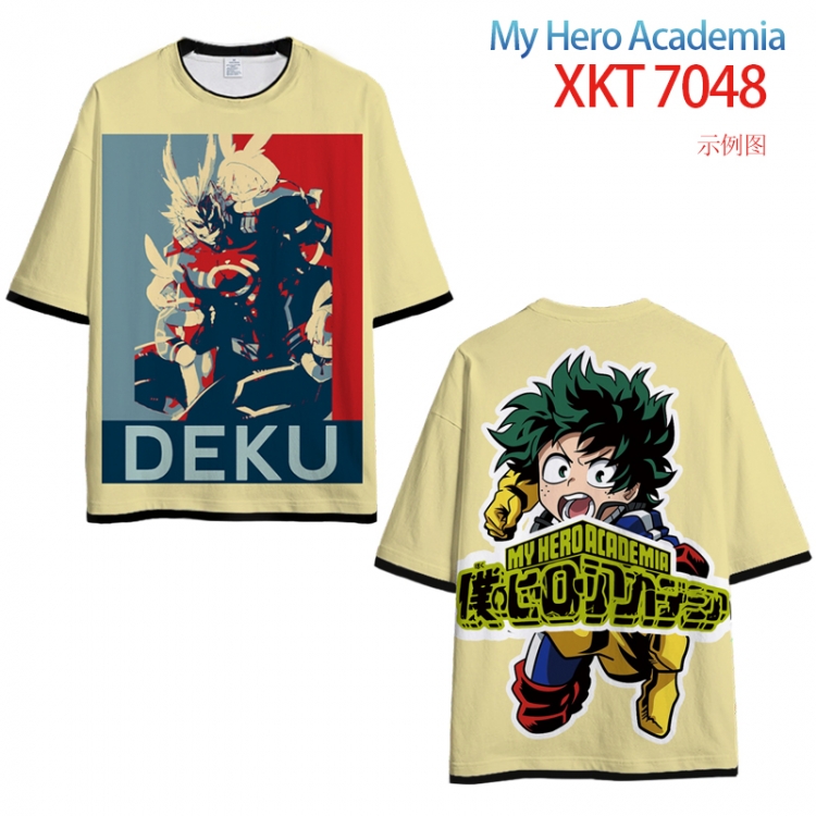 My Hero Academia Loose short-sleeved T-shirt with black (white) edge 9 sizes from S to 6XL XKT7048