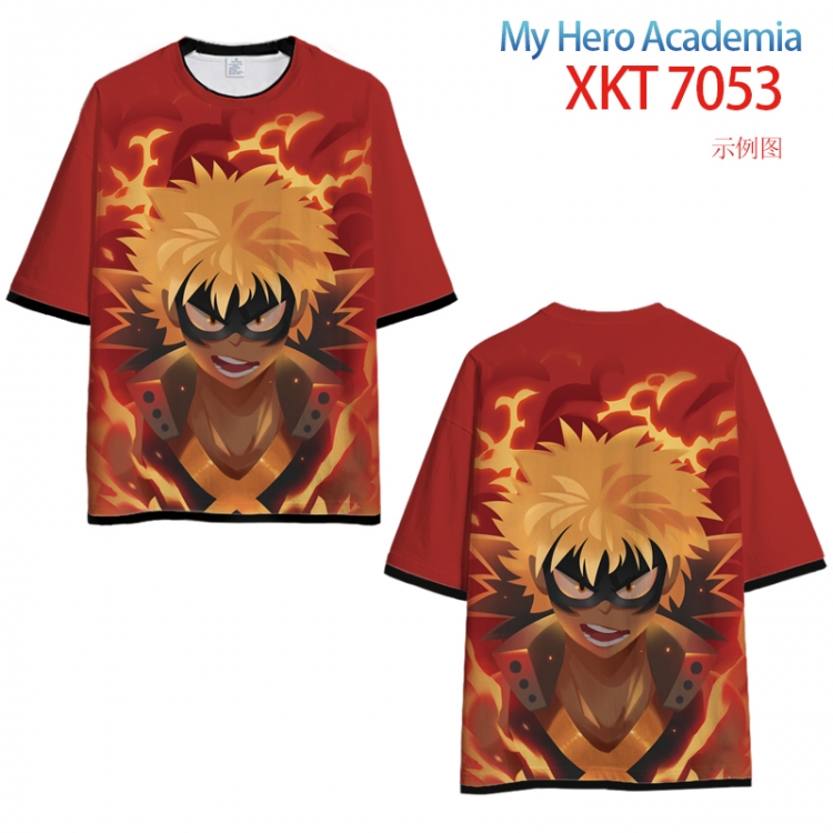 My Hero Academia Loose short-sleeved T-shirt with black (white) edge 9 sizes from S to 6XL XKT7053