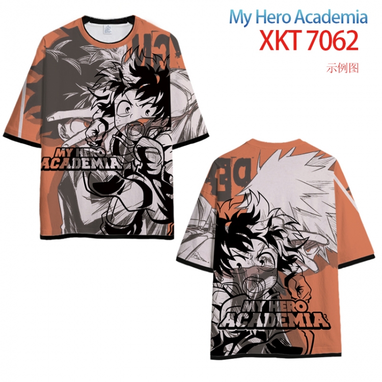 My Hero Academia Loose short-sleeved T-shirt with black (white) edge 9 sizes from S to 6XL XKT7062