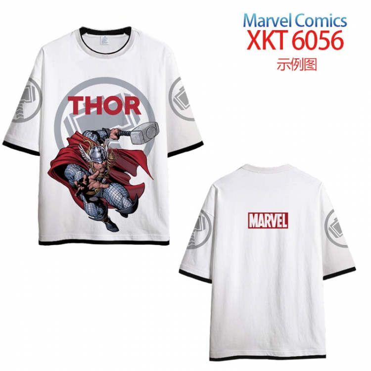 Marvel Loose short-sleeved T-shirt with black (white) edge 9 sizes from S to 6XL XKT6056