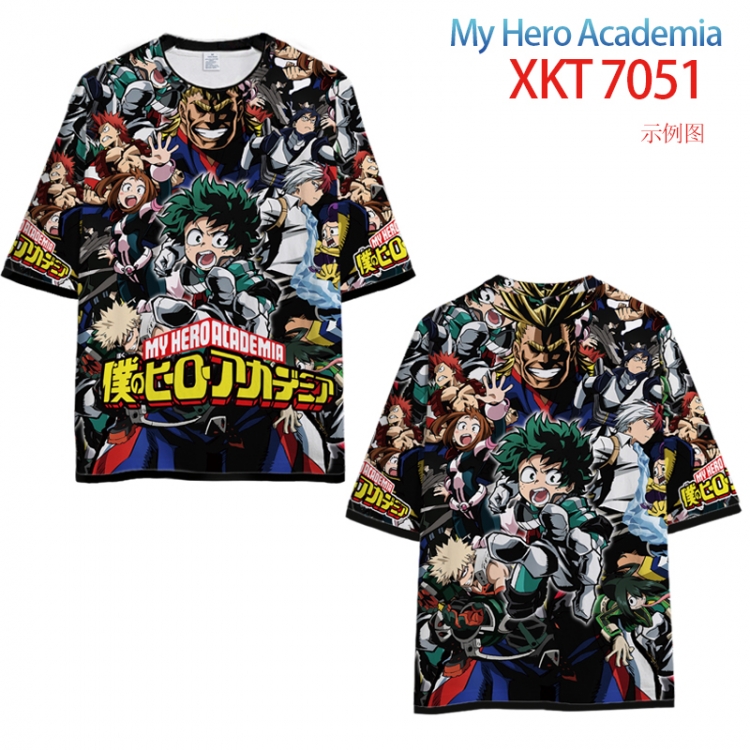My Hero Academia Loose short-sleeved T-shirt with black (white) edge 9 sizes from S to 6XL XKT7051