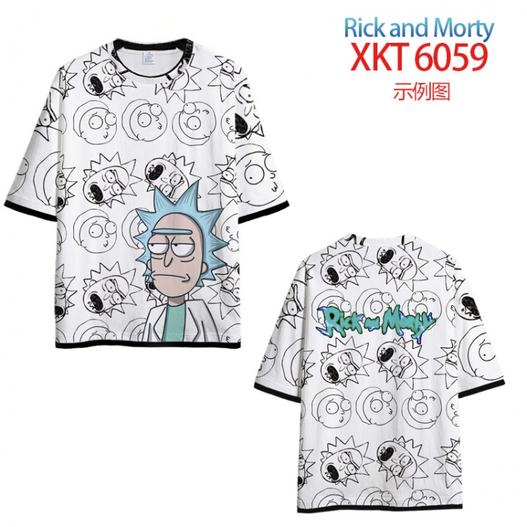 Rick and Morty Loose short-sleeved T-shirt with black (white) edge 9 sizes from S to 6XL XKT6059