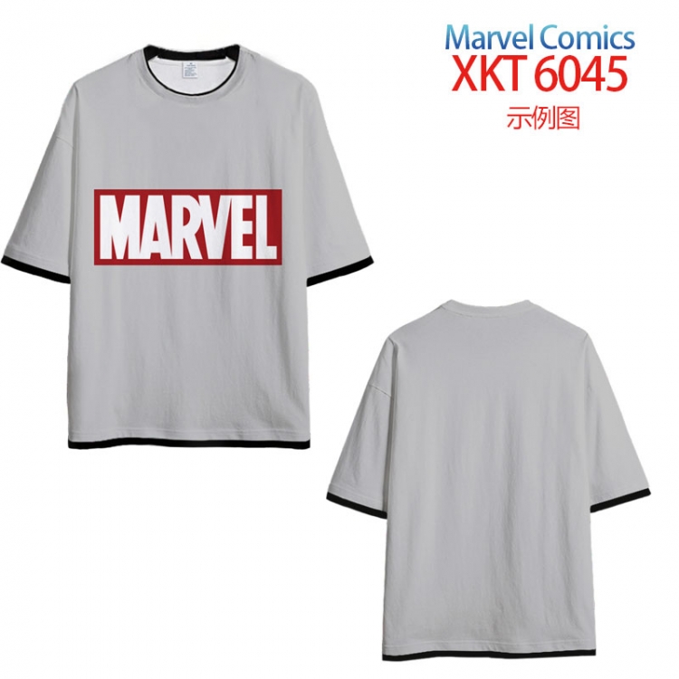 Marvel Loose short-sleeved T-shirt with black (white) edge 9 sizes from S to 6XL XKT6045