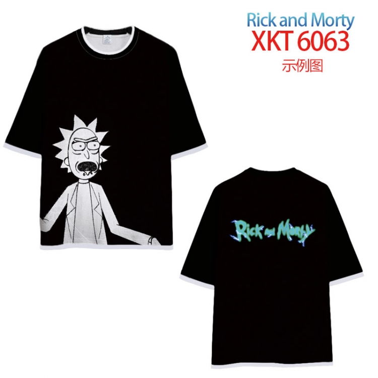 Rick and Morty Loose short-sleeved T-shirt with black (white) edge 9 sizes from S to 6XL XKT6063