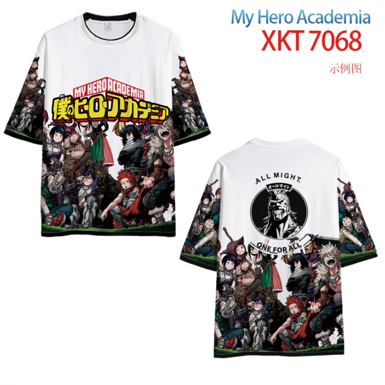 My Hero Academia Loose short-sleeved T-shirt with black (white) edge 9 sizes from S to 6XL XKT7068