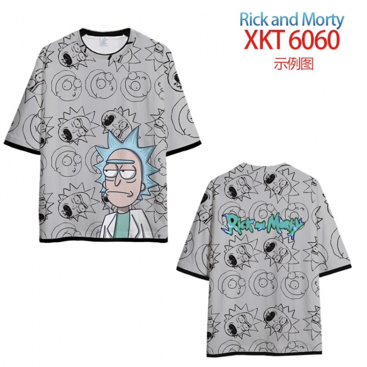 Rick and Morty Loose short-sleeved T-shirt with black (white) edge 9 sizes from S to 6XL XKT6060